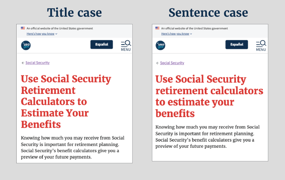 Making the case for sentence case on USAGov’s websites | USAGov